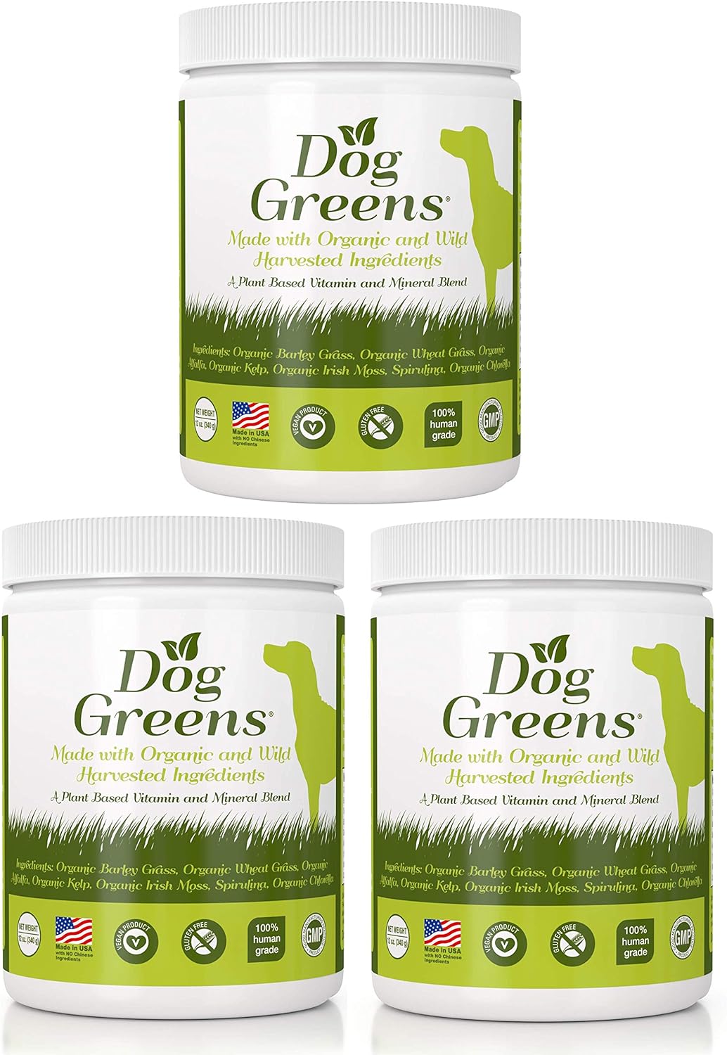 Organic Superfood Supplement for Dogs - 12 oz Pack of 3 - Human-Grade Ingredients with Vitamins, Minerals, Antioxidants for Digestion and Coat Health