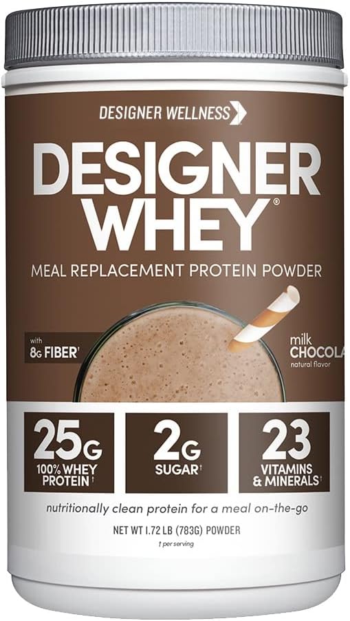 Organic Superfood Whey Protein Meal Replacement Powder, Designer Wellness 1.72lb Gluten-Free Milk Chocolate