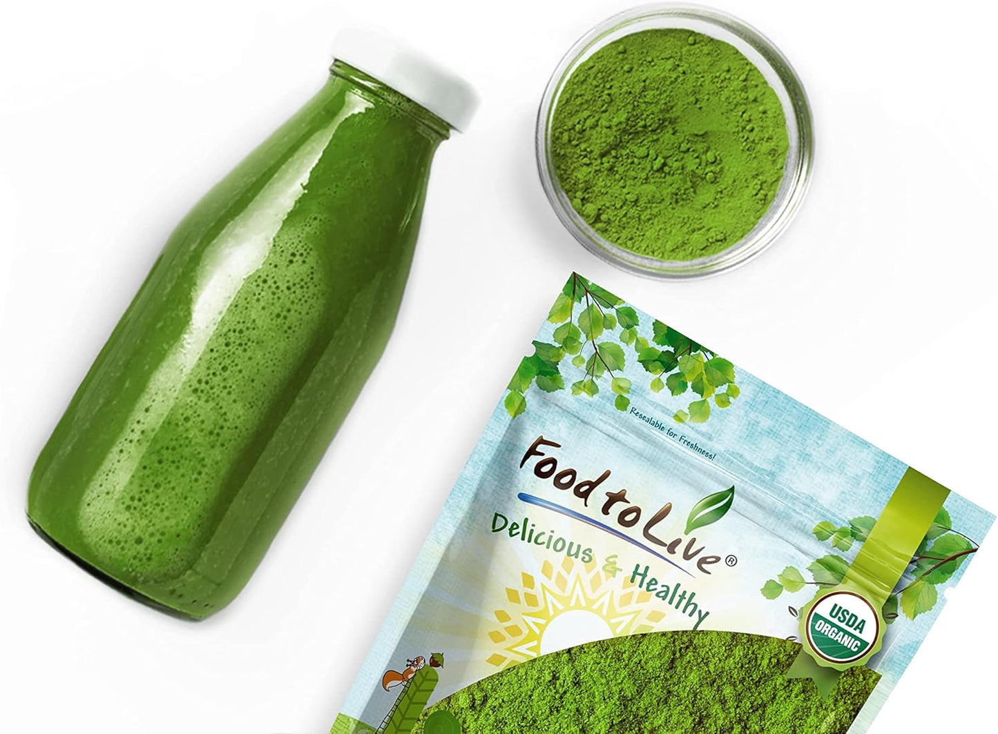 Organic SuperGreens Powder Blend - Mixed Kale, Moringa, Spirulina, Wheatgrass - 8oz - Non-GMO, Vegan, Rich in Antioxidants & Chlorophyll - Bulk Size