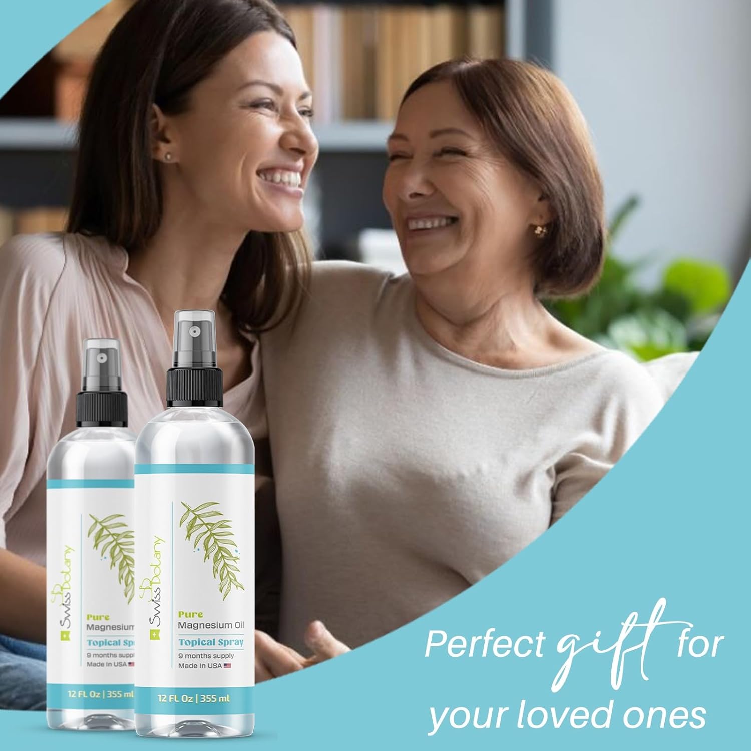 Organic Swiss Botany Magnesium Oil Spray for Feet - 12 fl oz - USP Grade Topical Spray - Long Lasting - Natural Source - Includes eBook - Made in USA