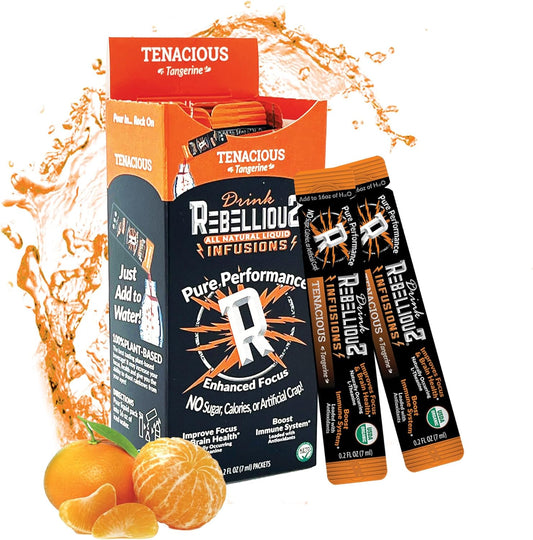 Organic Tangerine Energy Drink Mix with Antioxidants, L-Theanine, Natural Caffeine - Sugar-Free - 10 Pack