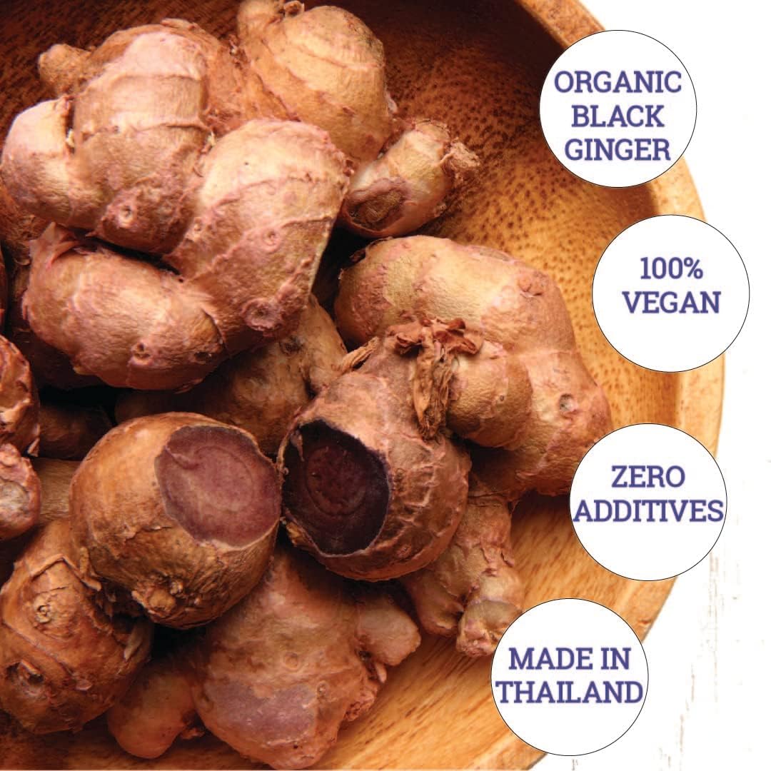Organic Thai Black Ginger Powder for Men - 2.65oz - Non GMO Herbal Supplement for Energy & Endurance