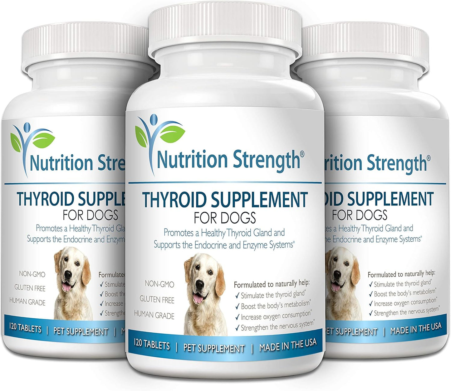 Organic Thyroid Support Supplement for Dogs with Bladderwrack - 120 Chewable Tablets for Hypothyroidism, Endocrine Health