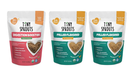 Organic Tiny Sprouts Superseed Boosters: Milled Chia & Flax Seed Blend 1-Pack + Chia Seed 2-Pack Bundle