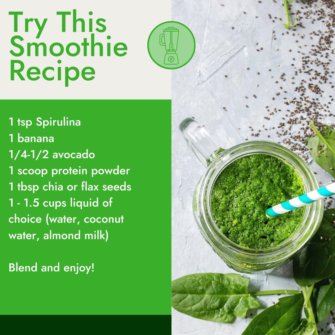 Organic Traditions Spirulina Powder - Vegan Non-GMO Superfood, 5.3oz Bag (150g) - 50 Servings