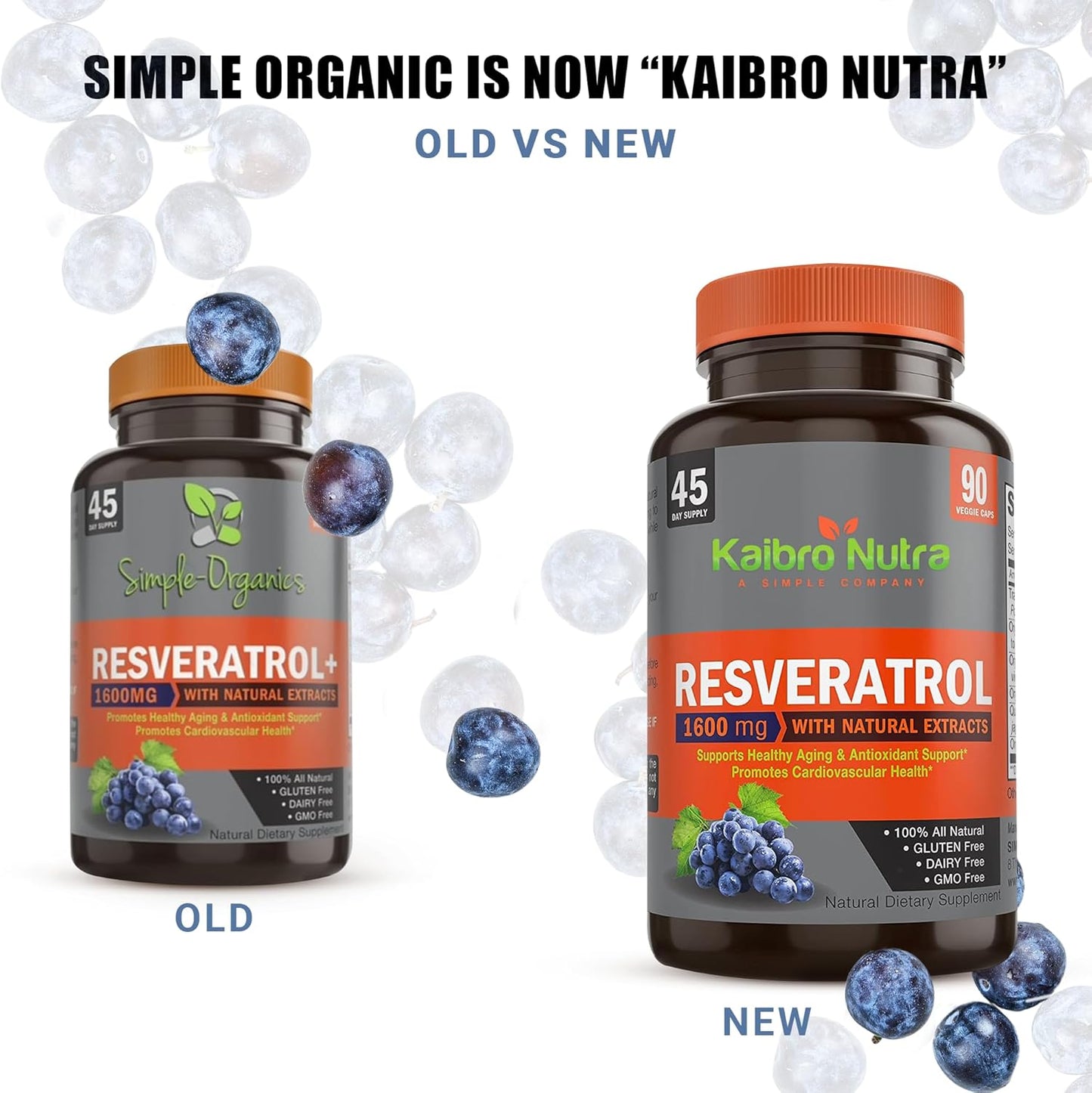 Organic Trans-Resveratrol 1500mg Complex for Anti-Aging & Immunity - Potent Antioxidants for Radiant Skin - 45 Day Supply