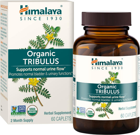 Organic Tribulus Terrestris Supplement for Urinary & Prostate Support - 688 mg Caplets for Male Energy & Stamina, Non-GMO & Vegan - 60 Count