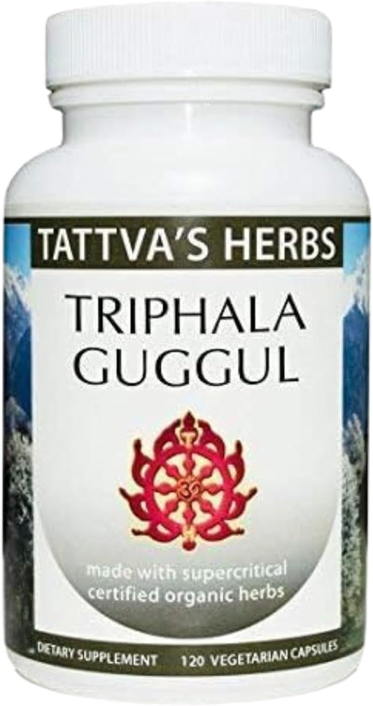 Organic Triphala Guggul Herbal Supplement - Digestive Health Support - 120 Count Capsules - Ayurvedic Formula - Tattva's Herbs