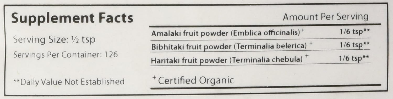 Organic Triphala Powder for Daily Detox, Cleansing, and Rejuvenation - ½lb - Non-GMO Sustainably Sourced - Amla, Haritaki, Bibhitaki Formula