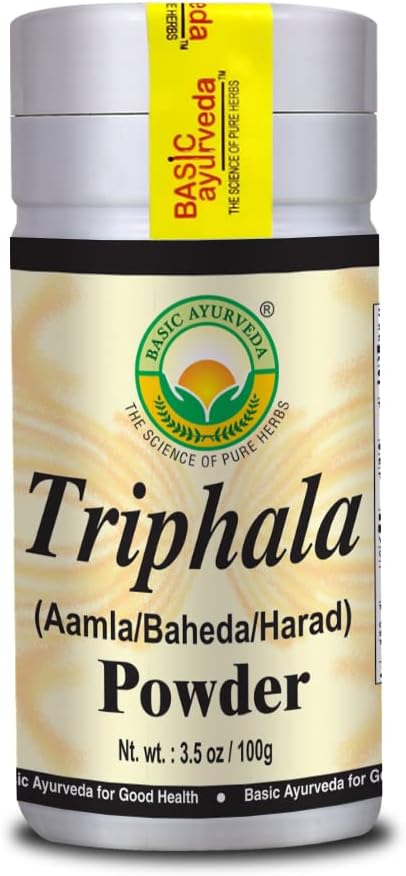 Organic Triphala Powder with Amla, Haritaki & Bibhitaki for Digestion & Gut Health - 3.53 Oz/100g