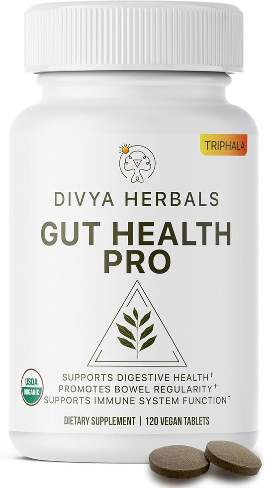 Organic Triphala Supplement for Digestion, Bloating Relief & Gut Health - 1200mg Vegan Tablets