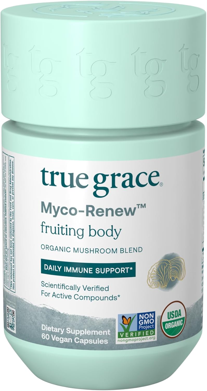 Organic True Grace Mushroom Myco-Renew Blend for Daily Immune Support - 60 Capsules