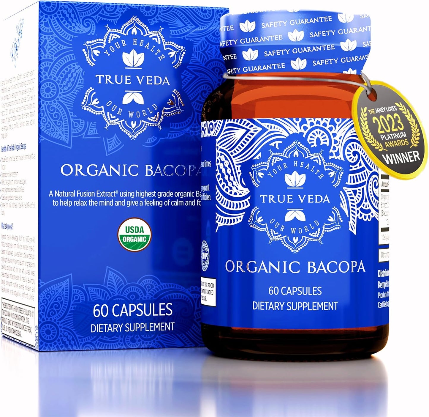 Organic True Veda Clarity Bundle with Bacopa and MenoHarmony Capsules - USDA Certified and Multi-Award-Winning