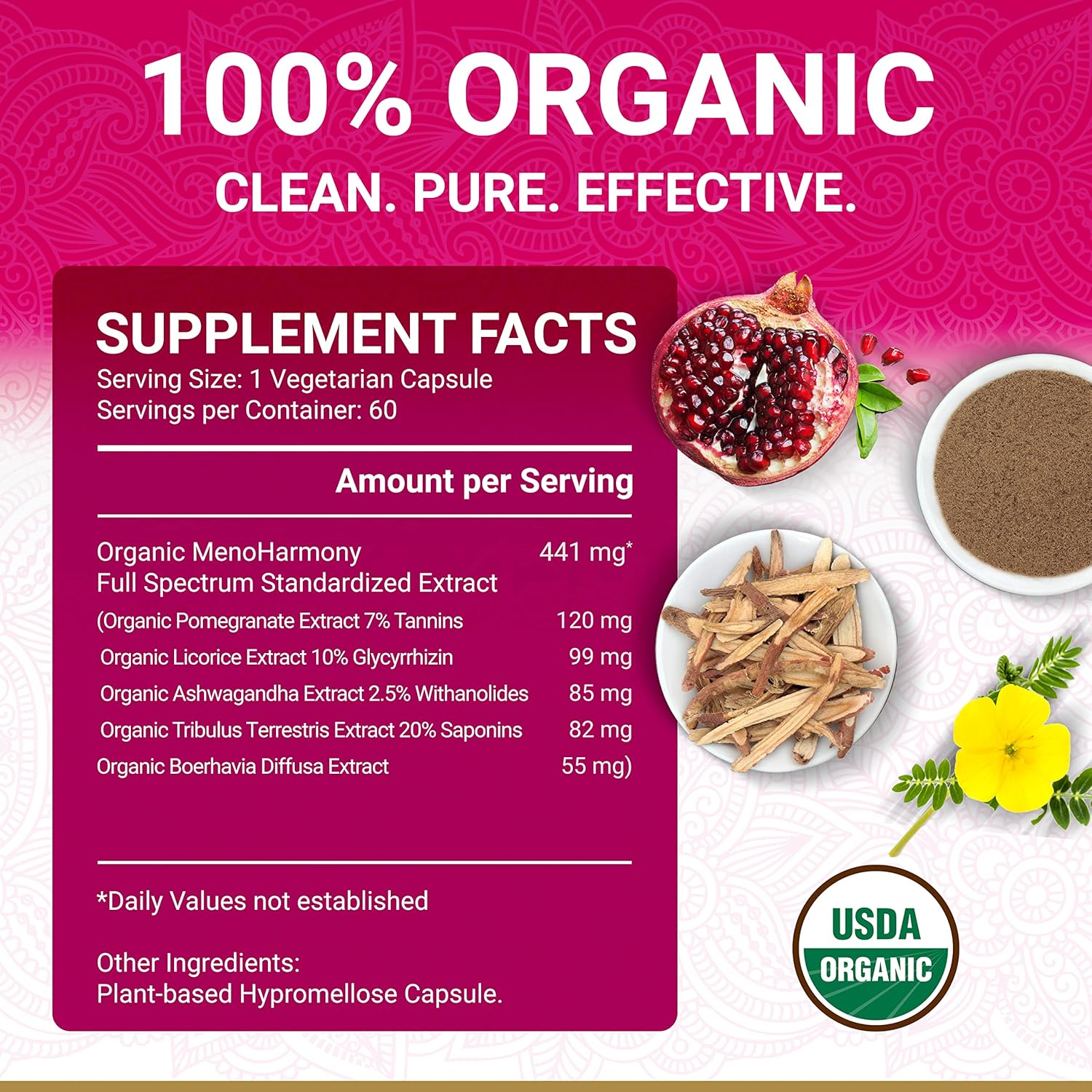 Organic True Veda Clarity Bundle with Bacopa and MenoHarmony Capsules - USDA Certified and Multi-Award-Winning