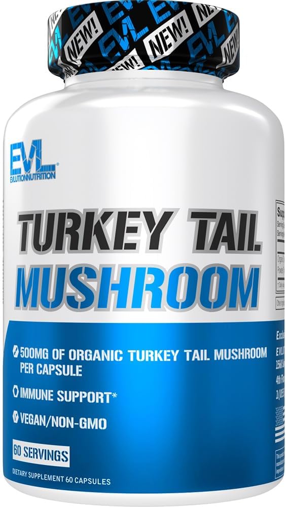 Organic Turkey Tail Mushroom Capsules - Immune Support Dietary Supplement - Vegan & Non-GMO - 60 Servings