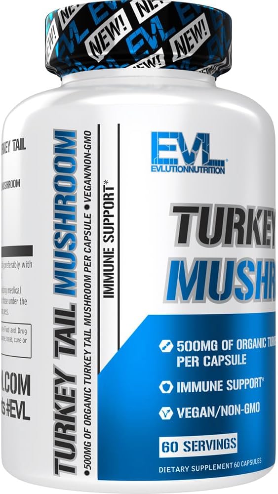Organic Turkey Tail Mushroom Capsules - Immune Support Dietary Supplement - Vegan & Non-GMO - 60 Servings