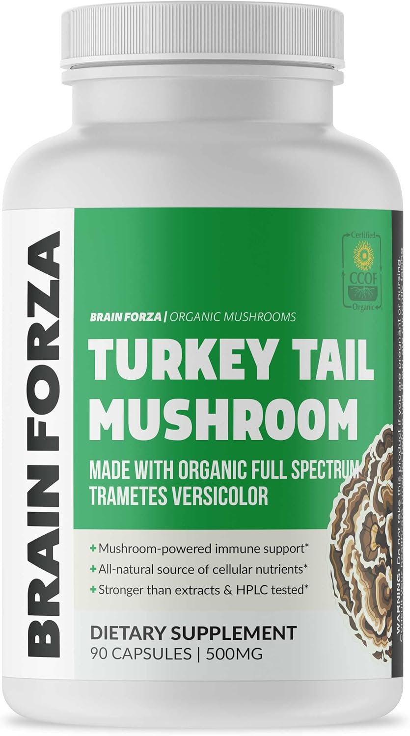 Organic Turkey Tail Mushroom Capsules for Immune, Liver & Digestive Health | Non-GMO, Vegan, 90 Capsules