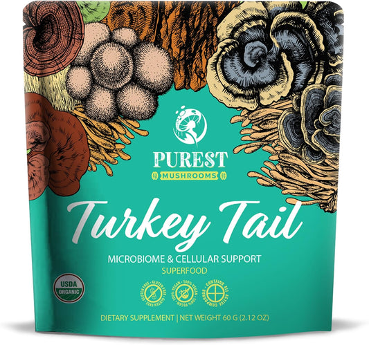 Organic Turkey Tail Mushroom Powder Supplement for Microbiome & Cellular Support - 60g