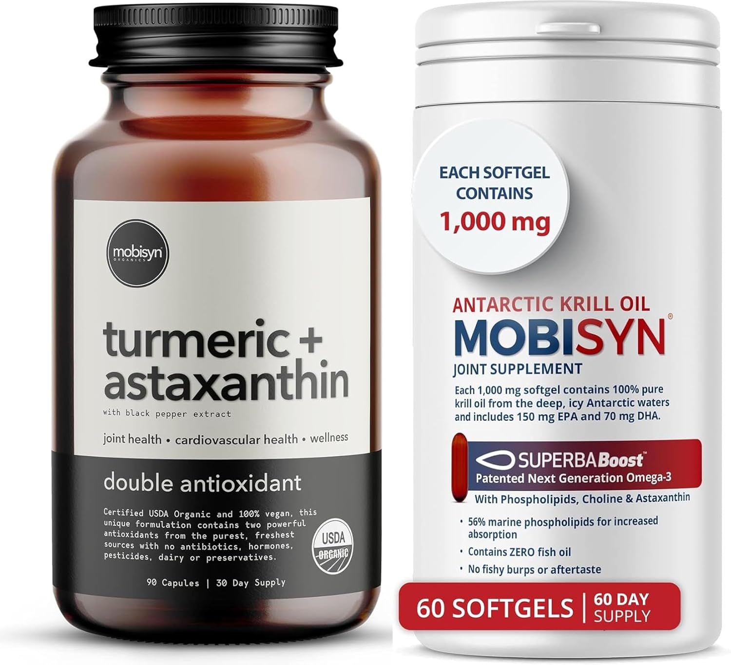 Organic Turmeric and Astaxanthin Supplement with Krill Oil - Mobisyn Organics
