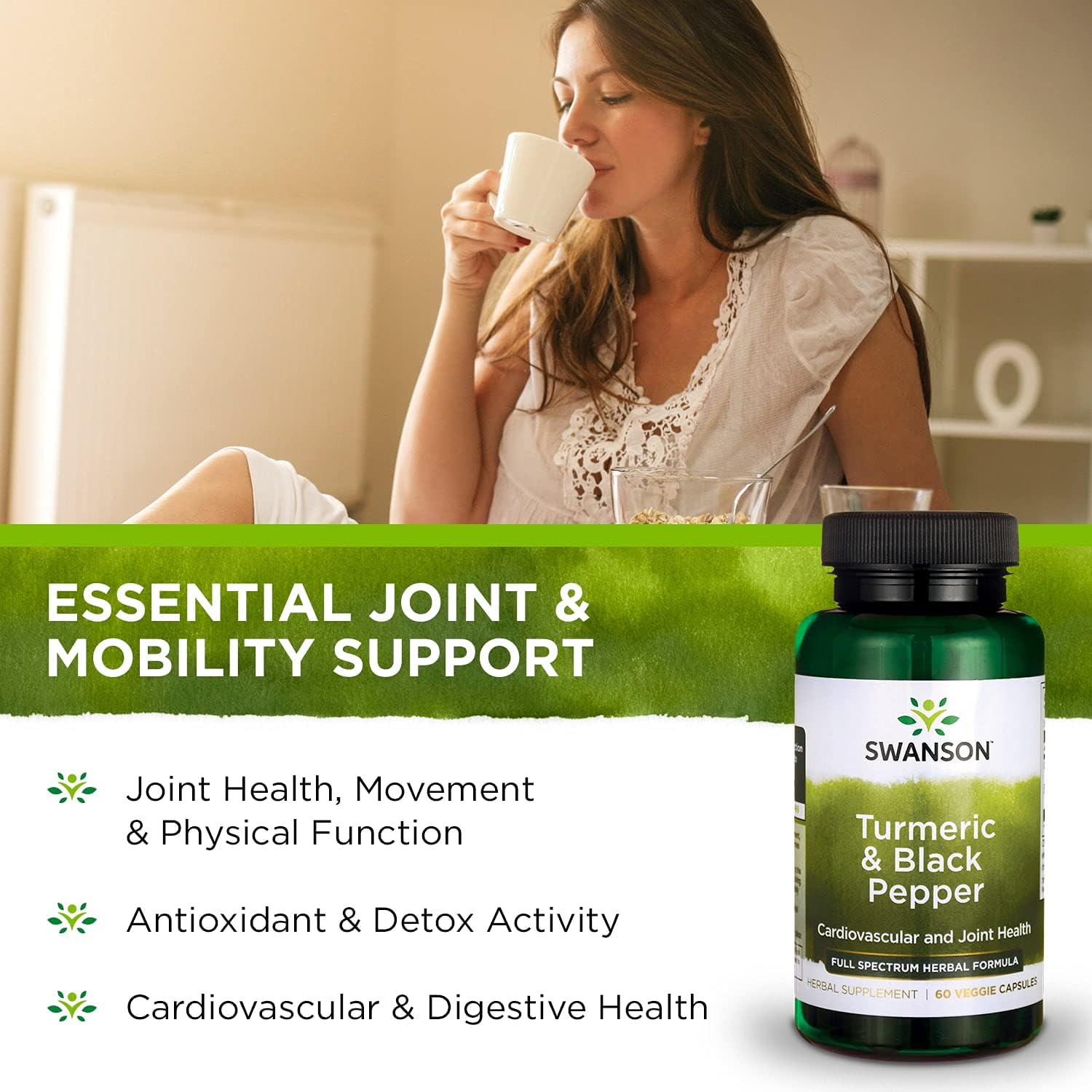 Organic Turmeric & Black Pepper Supplement - Joint, Heart, Digestion, & Liver Support - Enhanced Bioavailability - 4 Pack of 60 Veggie Capsules