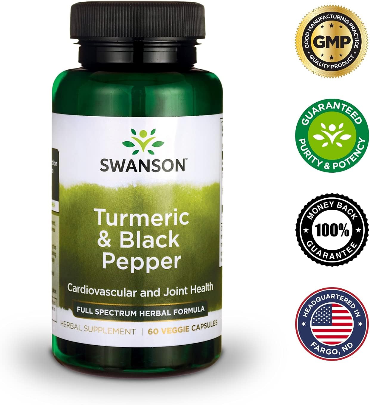 Organic Turmeric & Black Pepper Supplement - Joint, Heart, Digestion, & Liver Support - Enhanced Bioavailability - 4 Pack of 60 Veggie Capsules