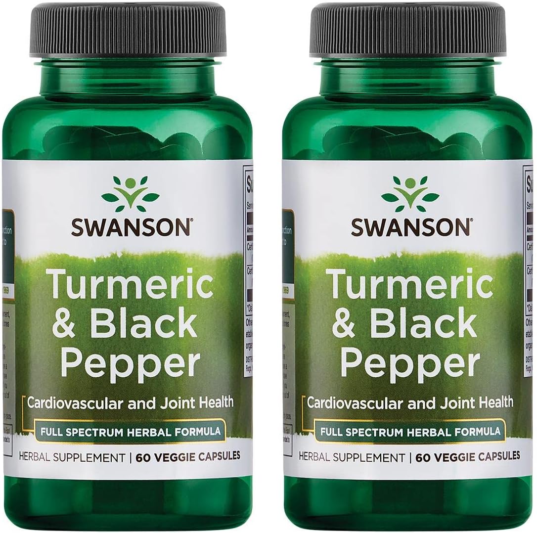 Organic Turmeric & Black Pepper Supplement for Joint, Heart, Digestion, Liver Support - Enhanced Bioavailability - 2 Pack of 60 Veggie Capsules
