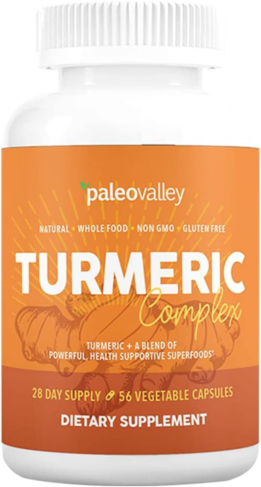 Organic Turmeric Complex with Superfoods - 56 Vegetarian Capsules for Joints, Immunity, Brain & Heart