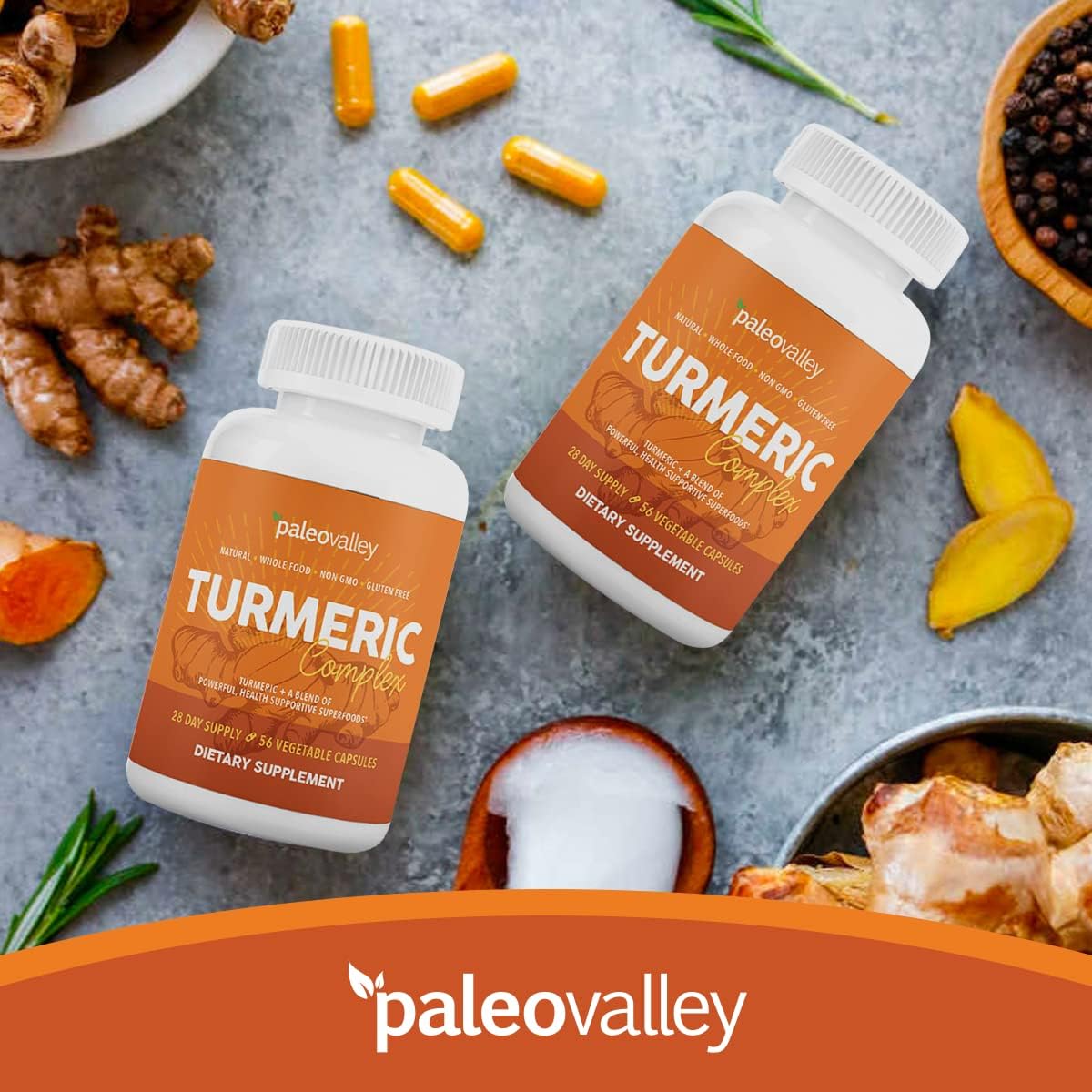 Organic Turmeric Complex with Superfoods - 56 Vegetarian Capsules for Joints, Immunity, Brain & Heart