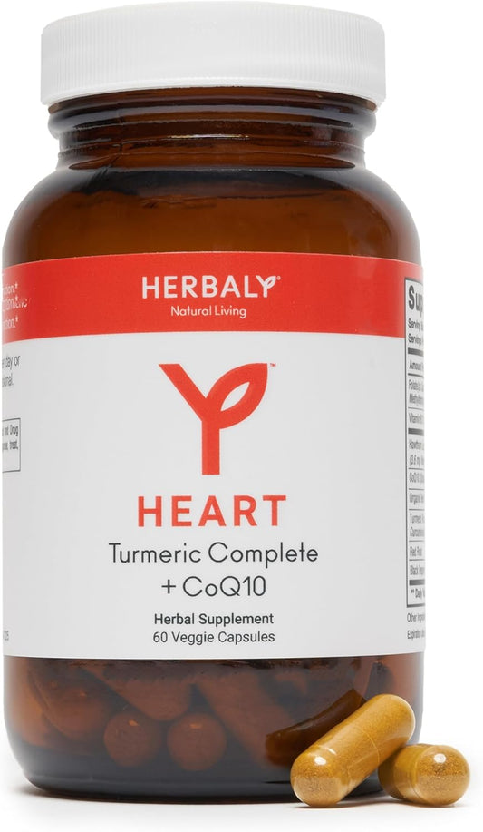 Organic Turmeric CoQ10 Capsules for Heart & Cardio Support - Beet Extract, Folate, B12, Red Root, Hawthorn - Herbal Supplement with Pure Ingredients - 60 ct