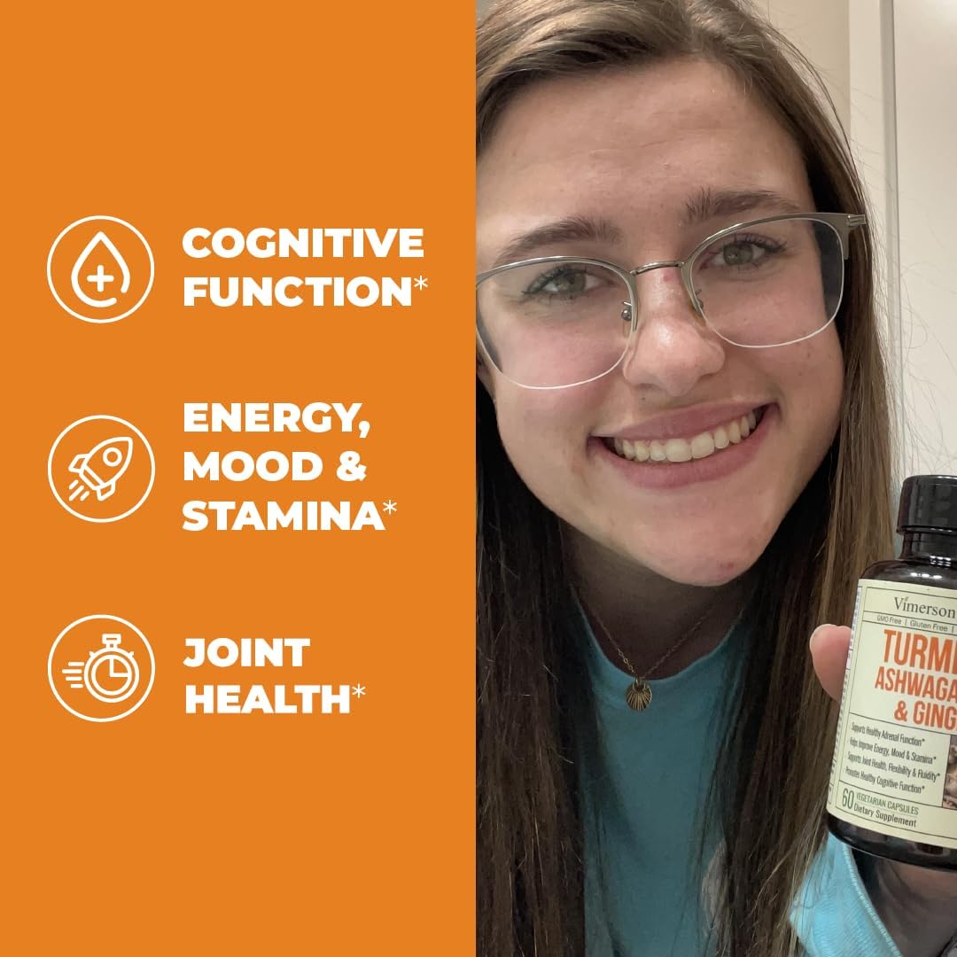 Organic Turmeric Curcumin Ashwagandha Supplements with Black Pepper - Joint Support & Mood Enhancement - Vegan Formula - 2 Pack