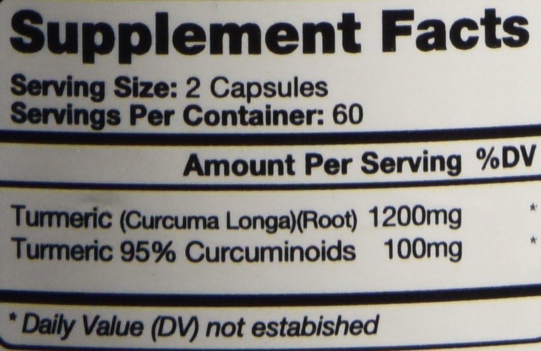 Organic Turmeric Curcumin Capsules with BioPerine for Maximum Absorption - 95% Curcuminoids & Black Pepper Extract - Gluten Free - 120 Count