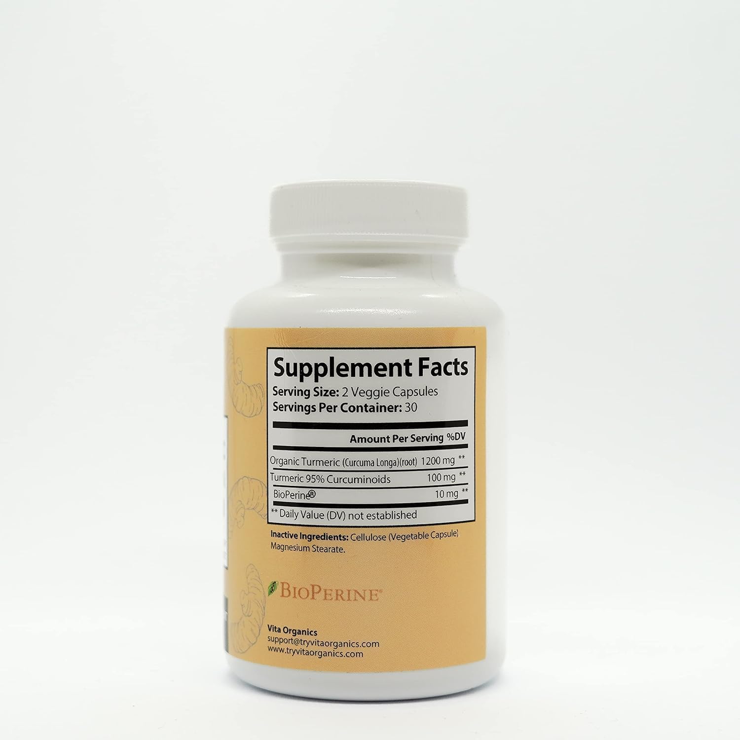 Organic Turmeric Curcumin Capsules with Black Pepper Extract for Joint Health Support - 60 Veggie Capsules, USA Made