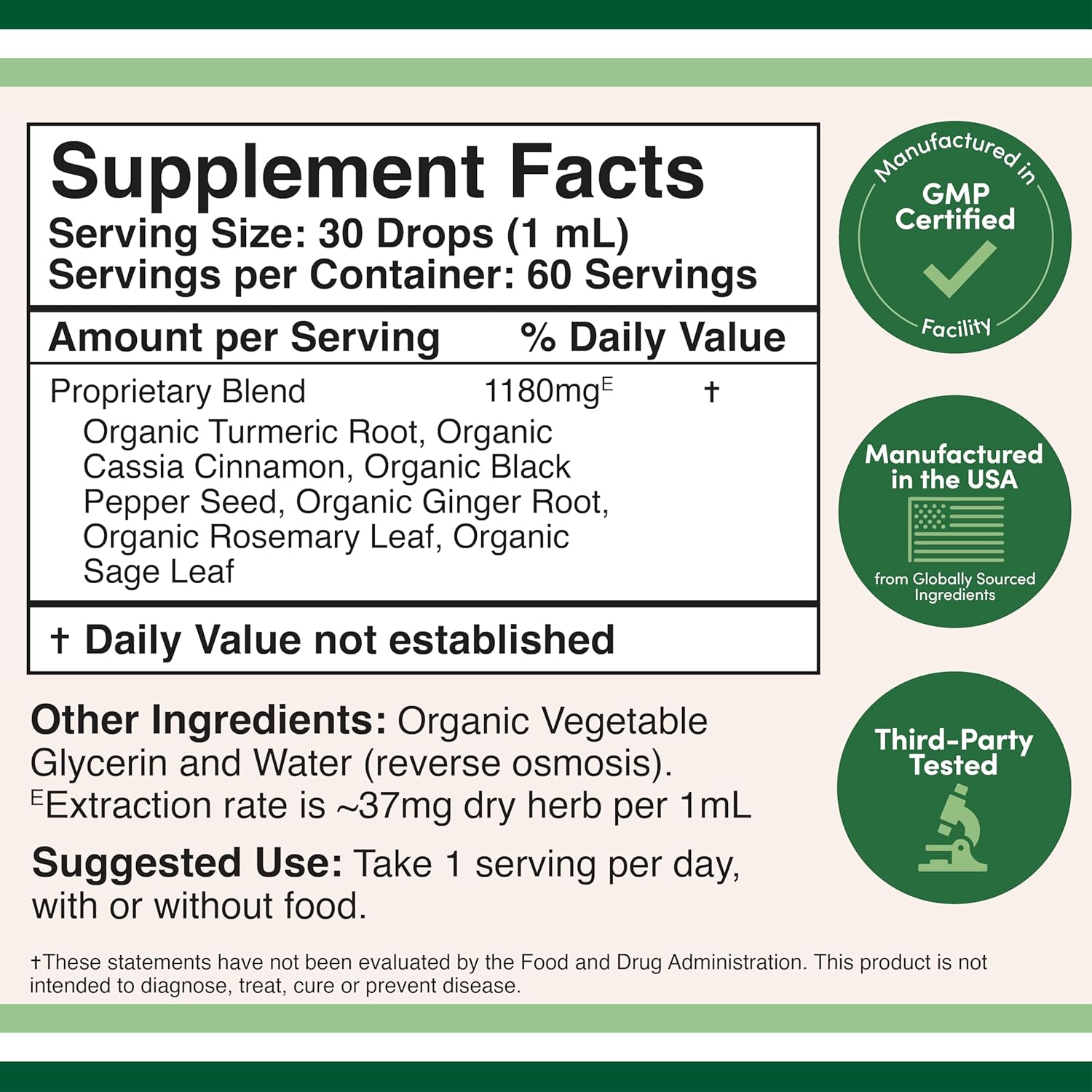 Organic Turmeric Curcumin Drops with Black Pepper for Joint Support - 2FL OZ, 60 Servings - Double Wood Supplements