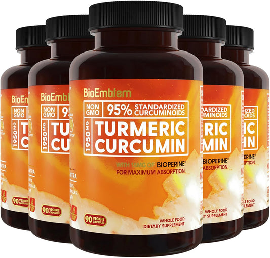 Organic Turmeric Curcumin Supplement with BioPerine for Joint & Heart Health | 95% Curcuminoids Extract | Non-GMO | California Made | 150-Day Supply