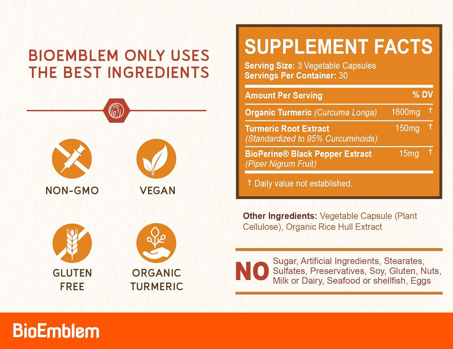 Organic Turmeric Curcumin Supplement with BioPerine for Joint & Heart Health | 95% Curcuminoids Extract | Non-GMO | California Made | 150-Day Supply