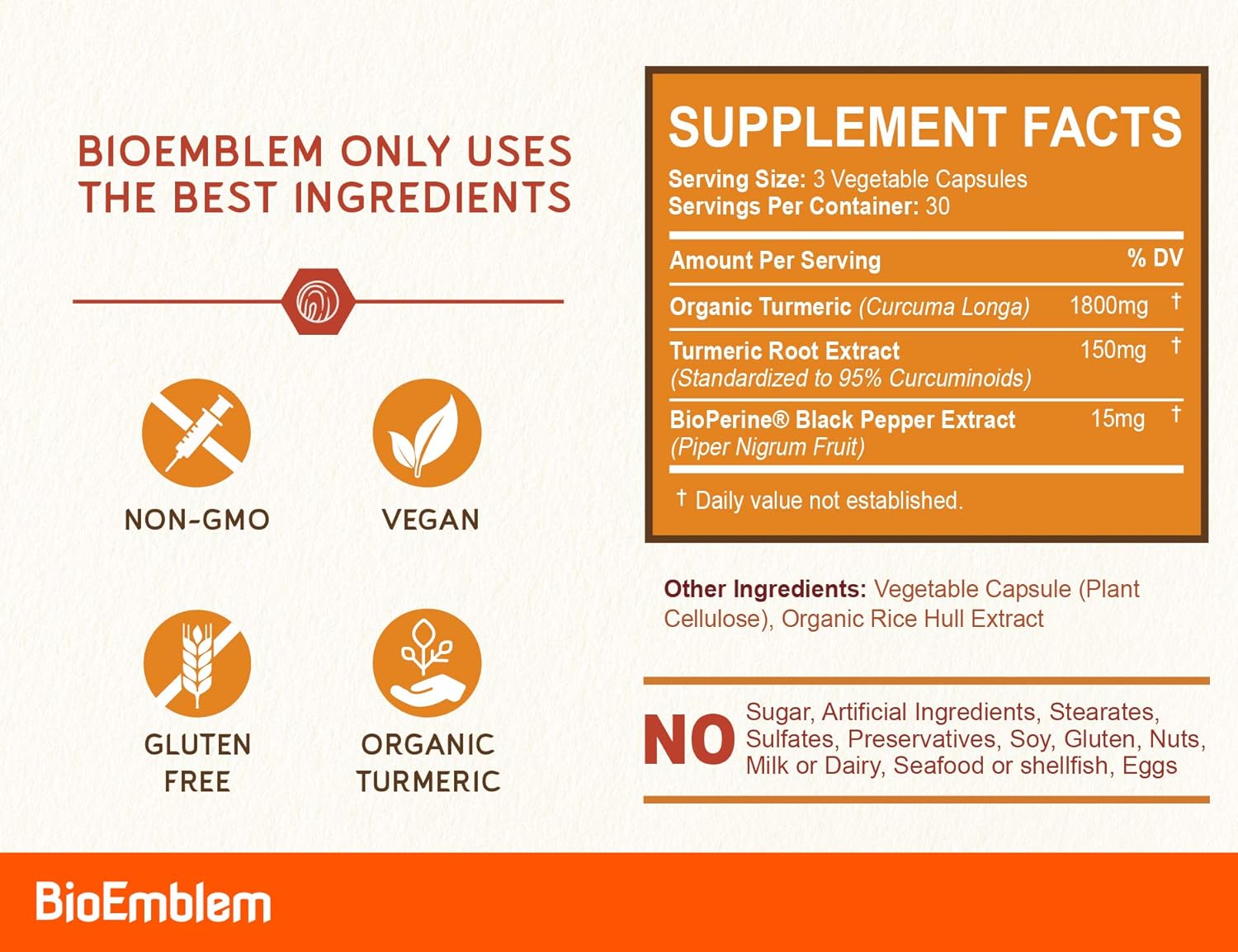 Organic Turmeric Curcumin Supplement with BioPerine for Joint & Heart Health | 95% Curcuminoids Extract | Non-GMO | California Made | 150-Day Supply