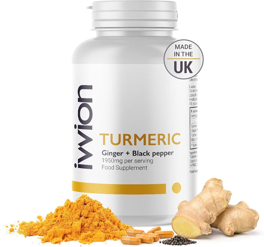 Organic Turmeric Curcumin Supplement with Black Pepper and Ginger - 1950mg, 95% Standardized Curcuminoids - Skin & Joint Support - Halal, Kosher, Non-GMO - 120 Capsules
