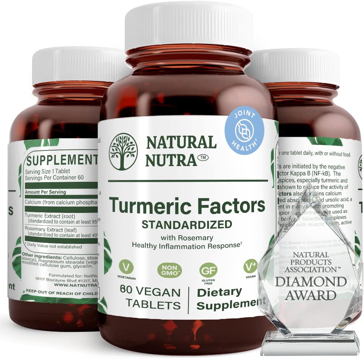 Organic Turmeric Curcumin Supplement with Rosemary for Brain Health - 95% Curcuminoids, Memory Enhancement, Improved Concentration, Digestive Support - 350mg, 60 Vegan Tablets