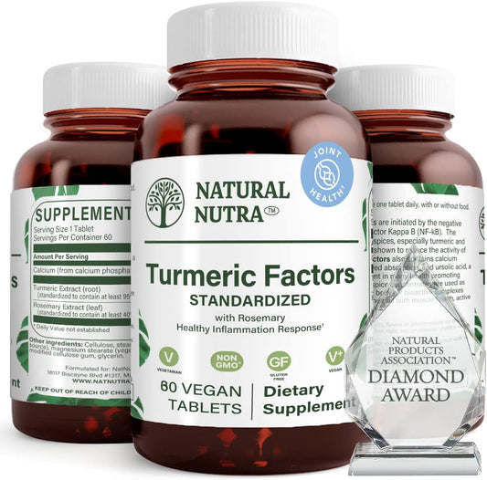 Organic Turmeric Curcumin Supplement with Rosemary for Brain Health - 95% Curcuminoids, Memory Enhancement, Improved Concentration, Digestive Support - 350mg, 60 Vegan Tablets