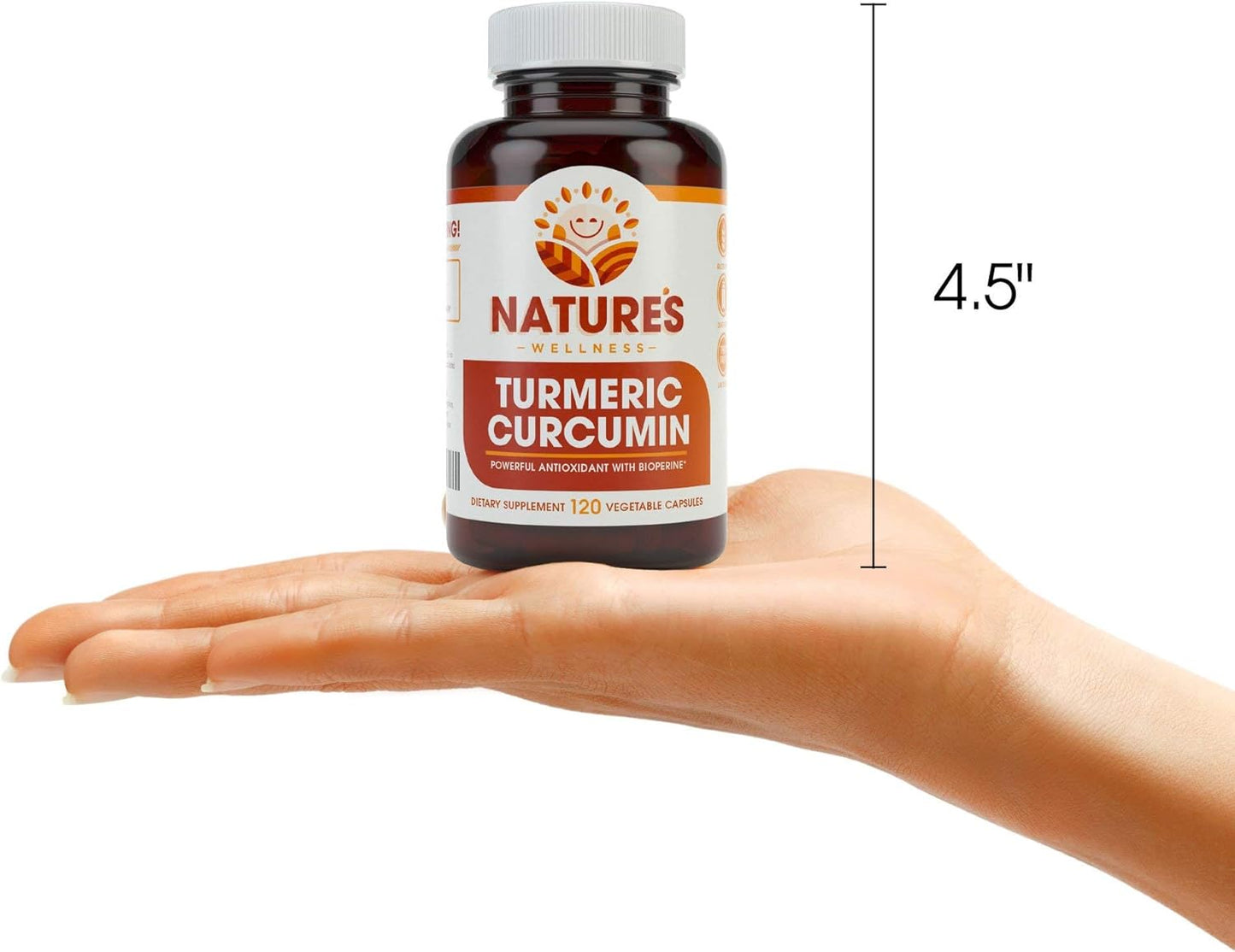 Organic Turmeric Curcumin with Bioperine & Black Pepper - 1600mg High Potency, Non-GMO, Joint Support - 120 Vegetarian Capsules