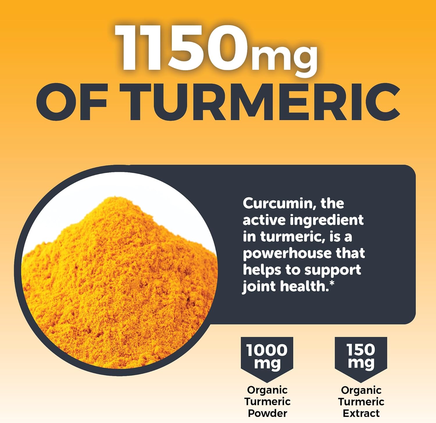 Organic Turmeric Ginger Supplements for Joint & Heart Health - 1450mg per Serving - 95% Curcuminoids - 15mg Black Pepper Extract