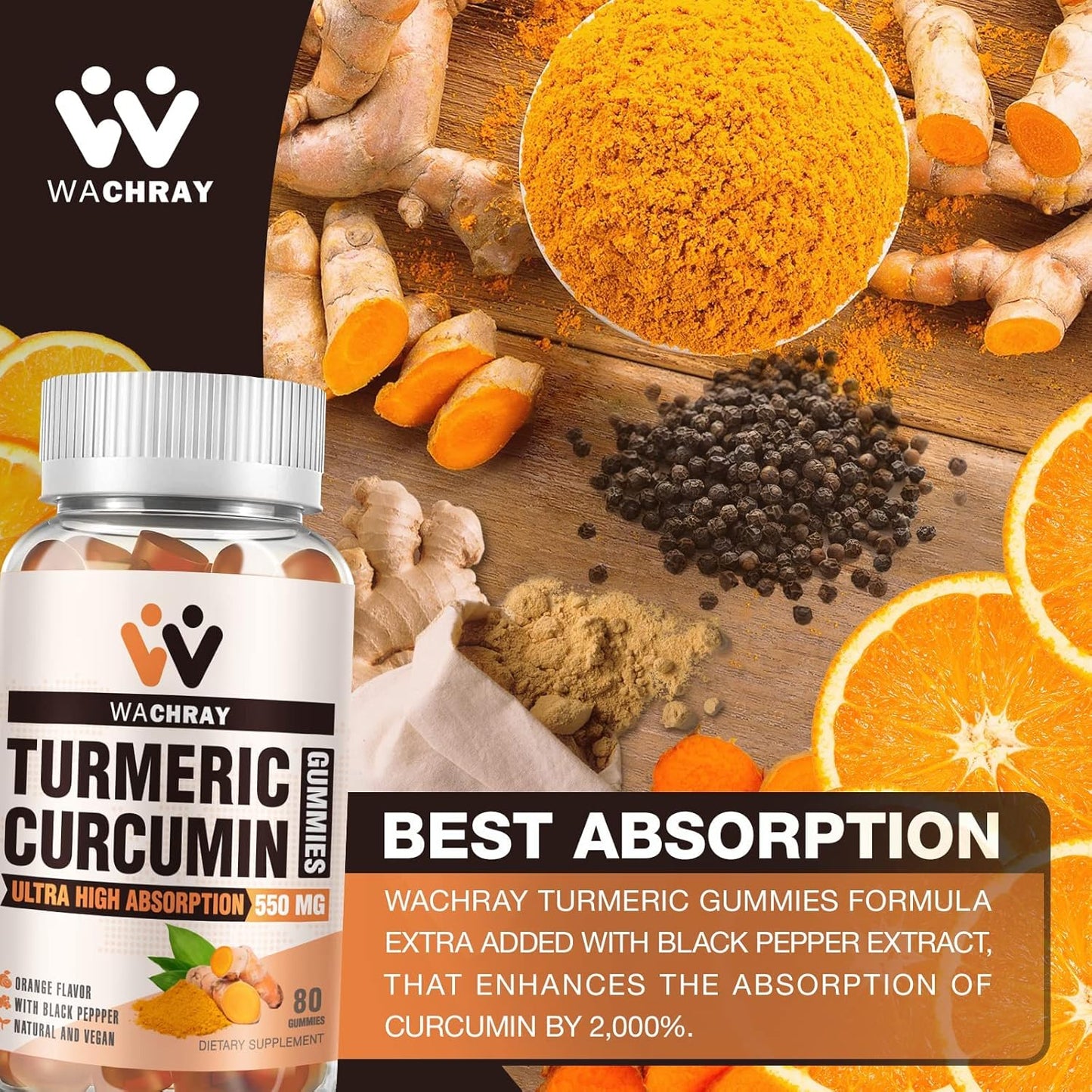 Organic Turmeric Gummy Supplements with Ginger & Black Pepper Extract - 3 Pack for Pain Relief & Joint Health - Vegan & Gelatin-Free - Adults & Kids