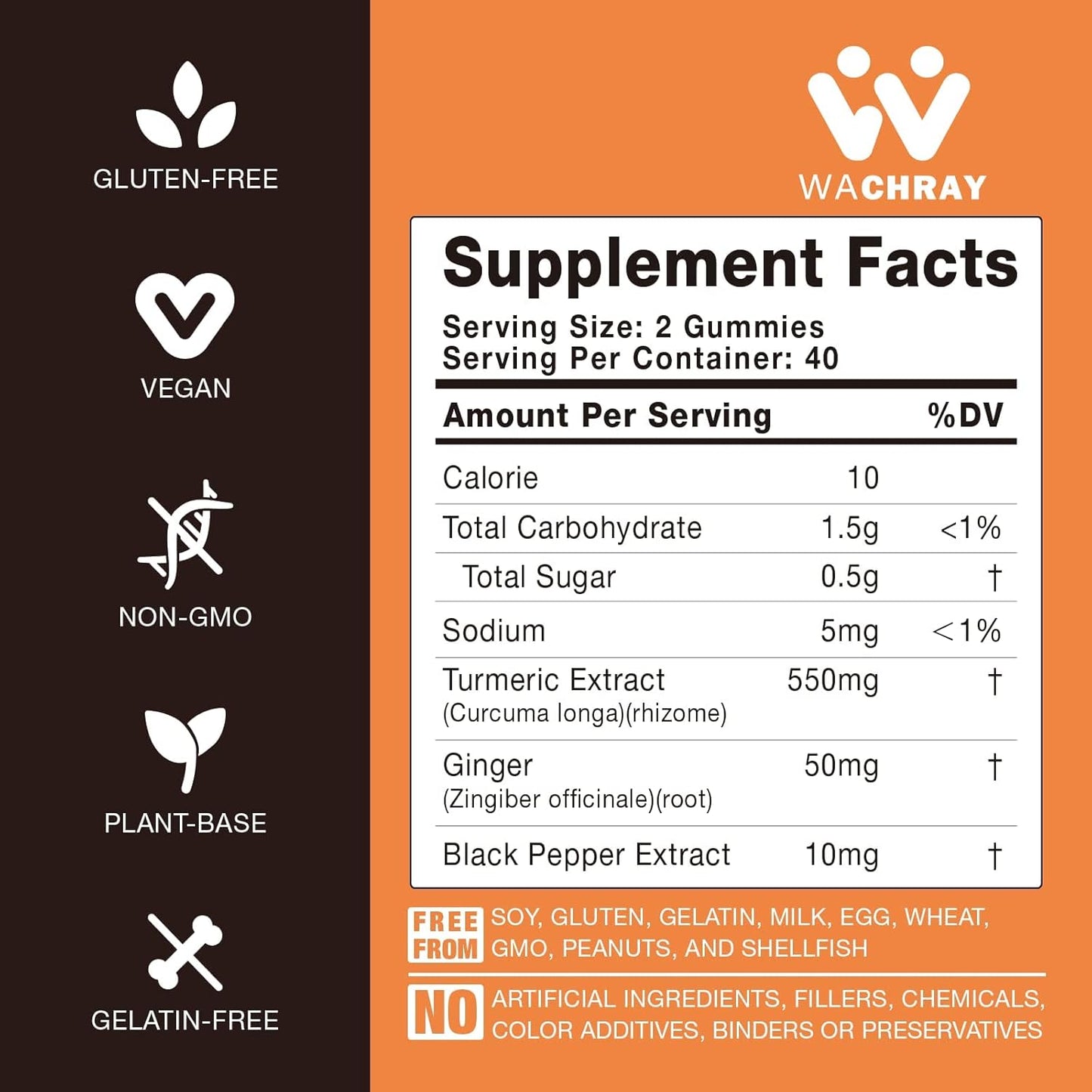 Organic Turmeric Gummy Supplements with Ginger & Black Pepper Extract - 3 Pack for Pain Relief & Joint Health - Vegan & Gelatin-Free - Adults & Kids