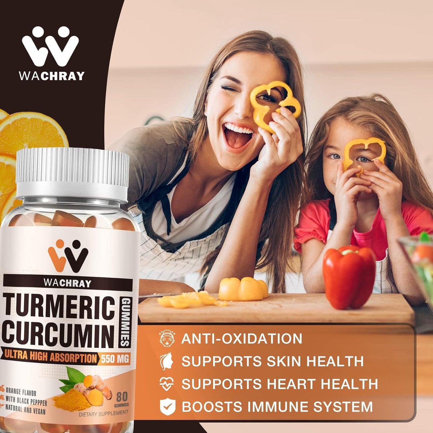 Organic Turmeric Gummy Supplements with Ginger & Black Pepper Extract - 3 Pack for Pain Relief & Joint Health - Vegan & Gelatin-Free - Adults & Kids