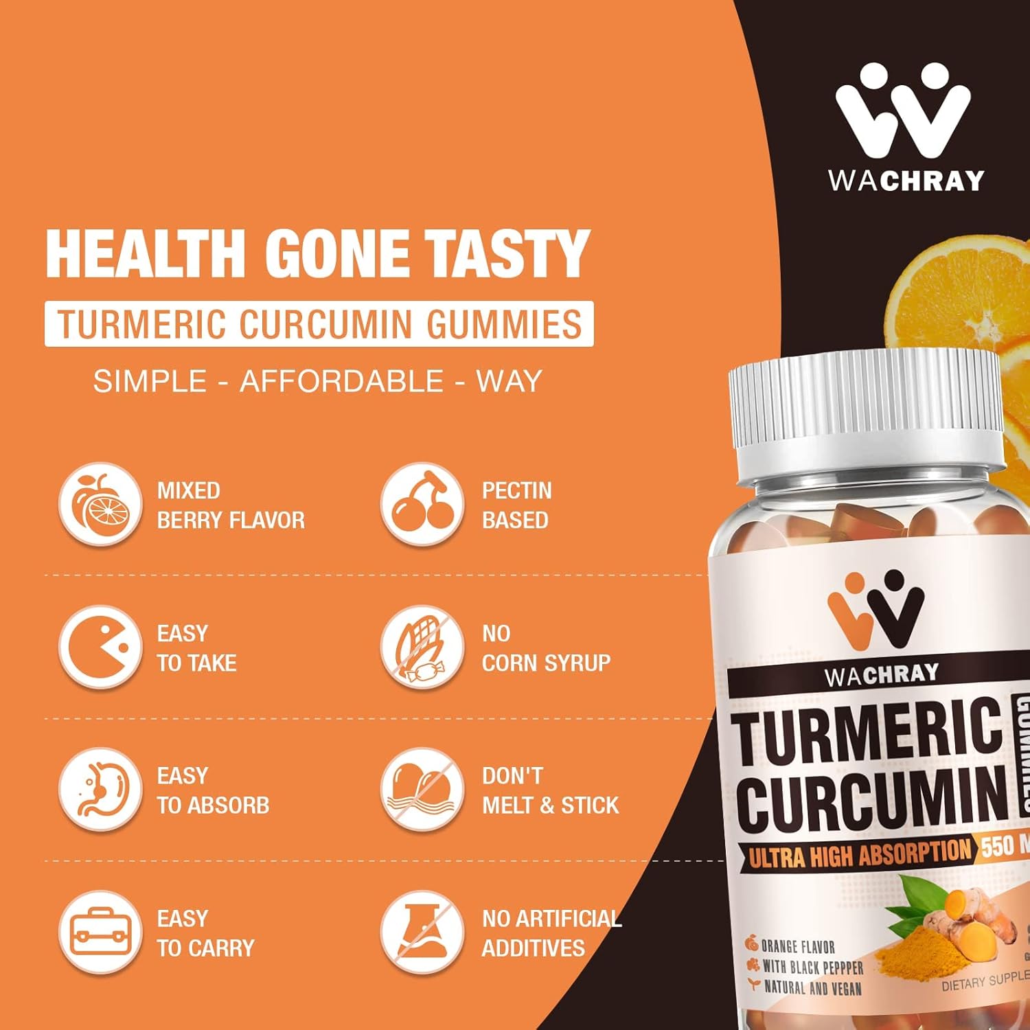 Organic Turmeric Gummy Supplements with Ginger & Black Pepper Extract - 3 Pack for Pain Relief & Joint Health - Vegan & Gelatin-Free - Adults & Kids