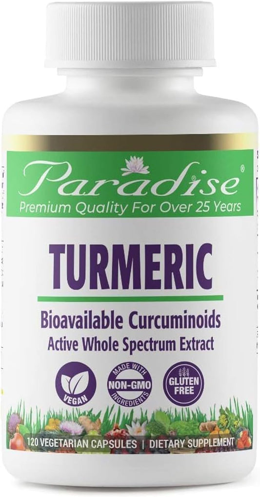 Organic Turmeric Rhizome Extract Capsules - Whole Spectrum, Super Potent, Ultra Pure, Vegan, Non-GMO & Gluten Free - 120 Count