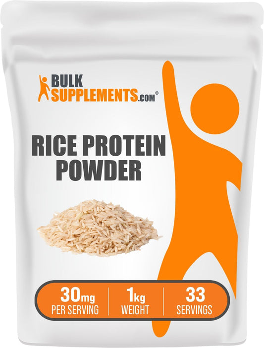 Organic Unflavored Rice Protein Powder - Vegan Plant Protein, Dairy & Gluten Free - 30g per Serving - 1kg (2.2 lbs) Pack