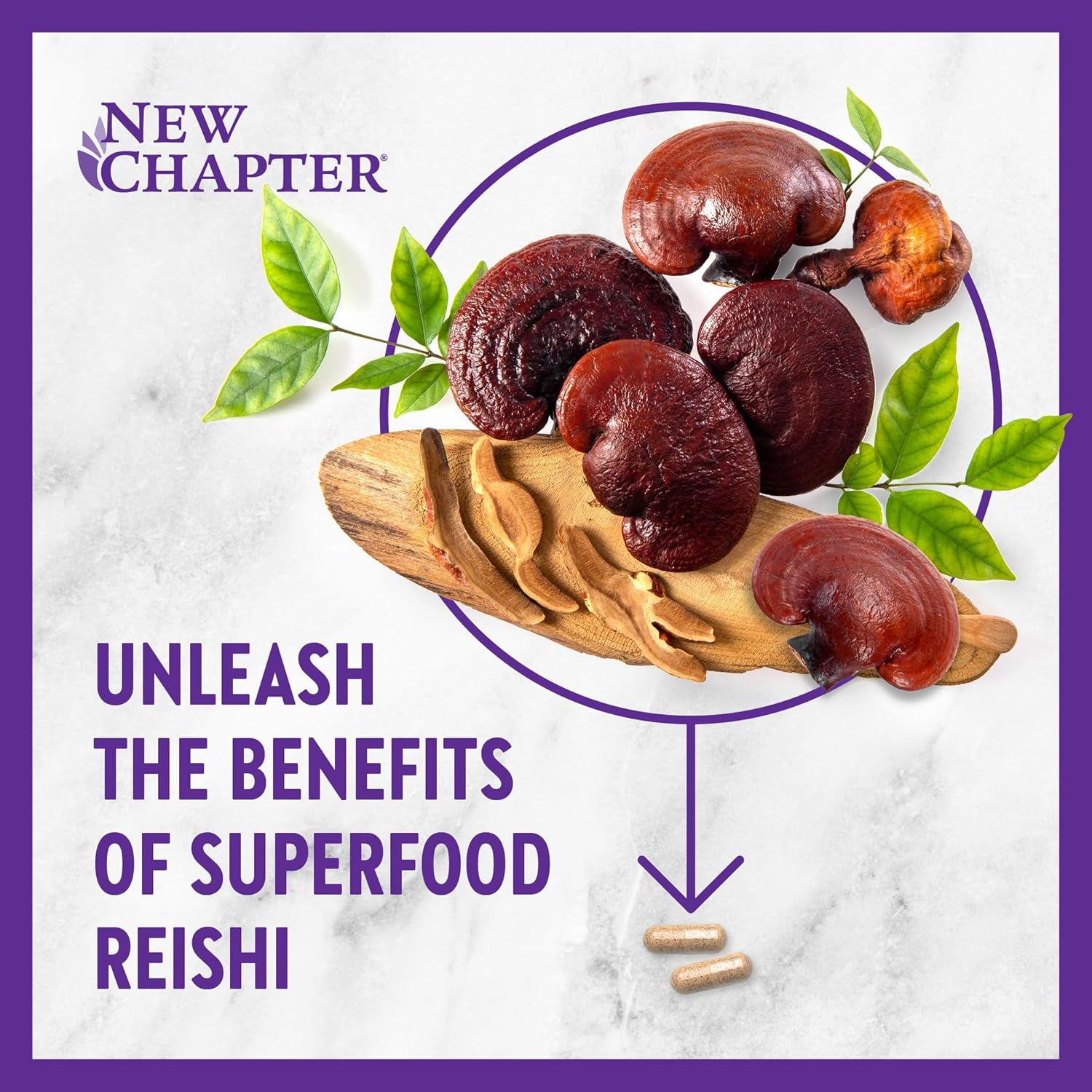 Organic USA-Grown Reishi Mushroom Capsules for Vitality Support - Vegan Superfood Supplement, Non-GMO, Gluten Free - 60 ct