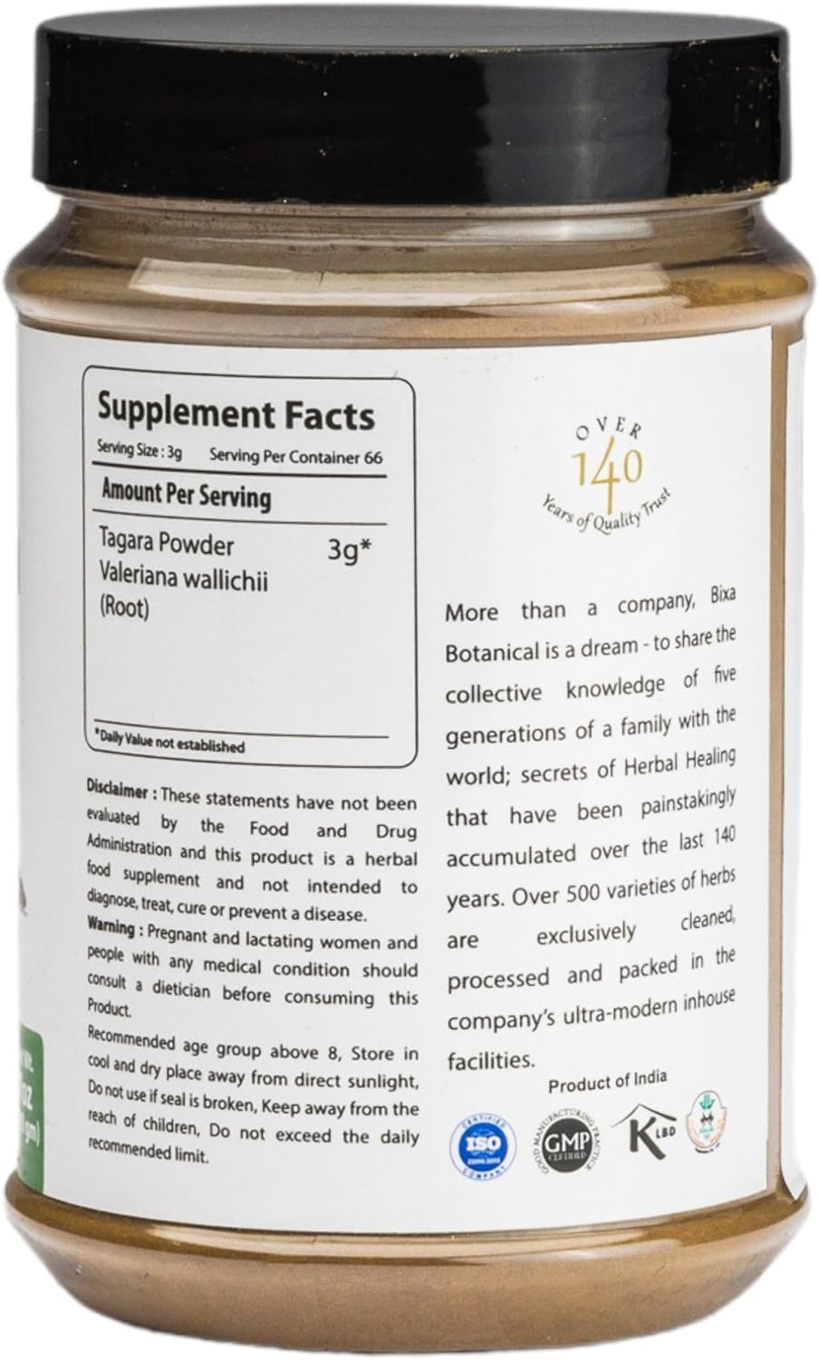 Organic Valerian Root Powder 200g - Gluten-Free, Non-GMO, Vegan Sleep Support