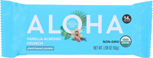 Organic Vanilla Almond Crunch Protein Bars - 14g Plant-Based Protein, USDA Certified, Gluten Free, Non-GMO - 1.9 Oz, Pack of 12